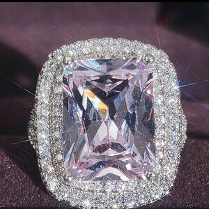 NEW PRINCESS DIAMOND ENGAGEMENT S925 SILVER RING